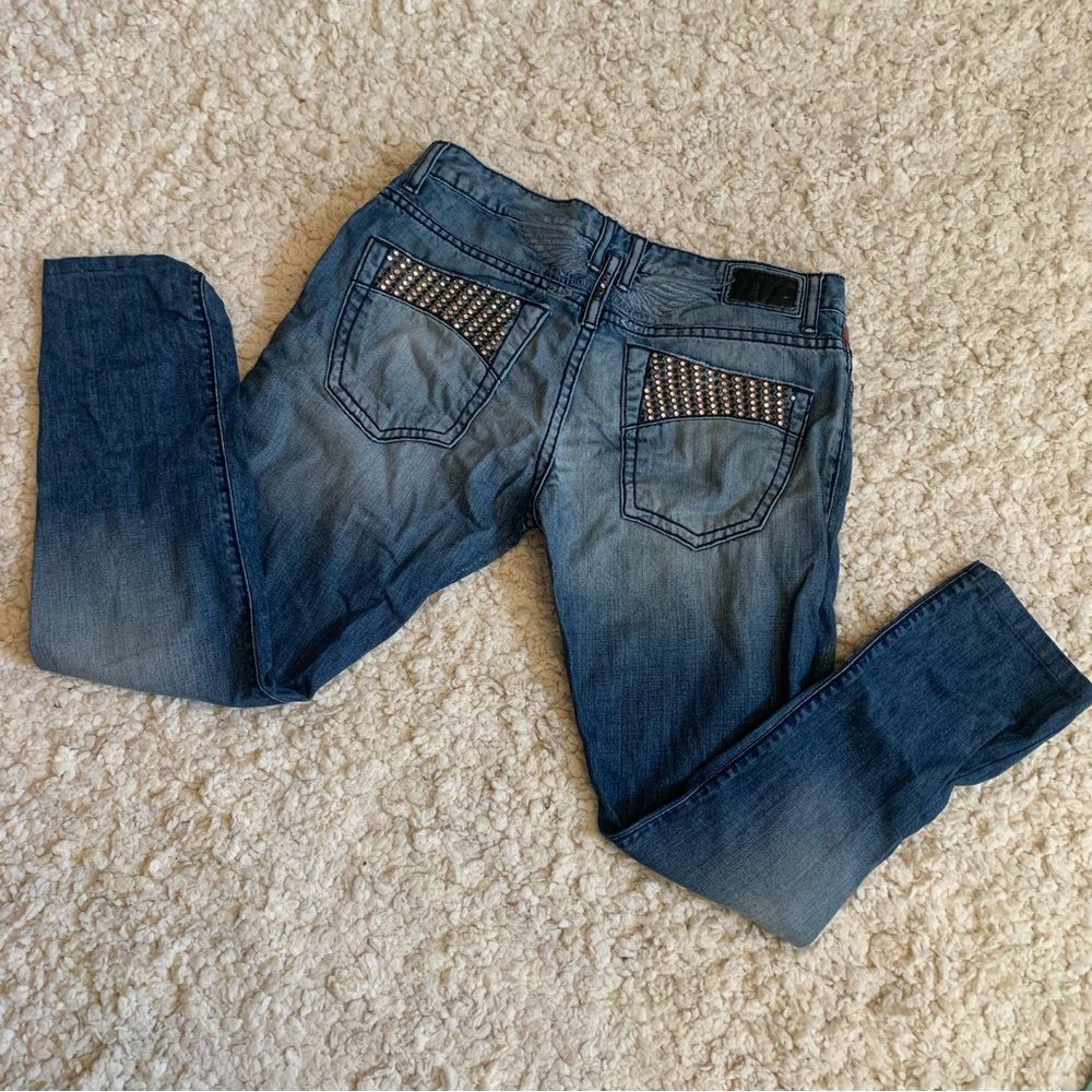 Robins Jeans Dazzle Pockets Pink Rhinestones 36 Made In USA